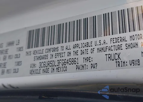 2015 Ram 2500 Slt из США, поврежденный, VIN 3C6UR5DL3FG645861